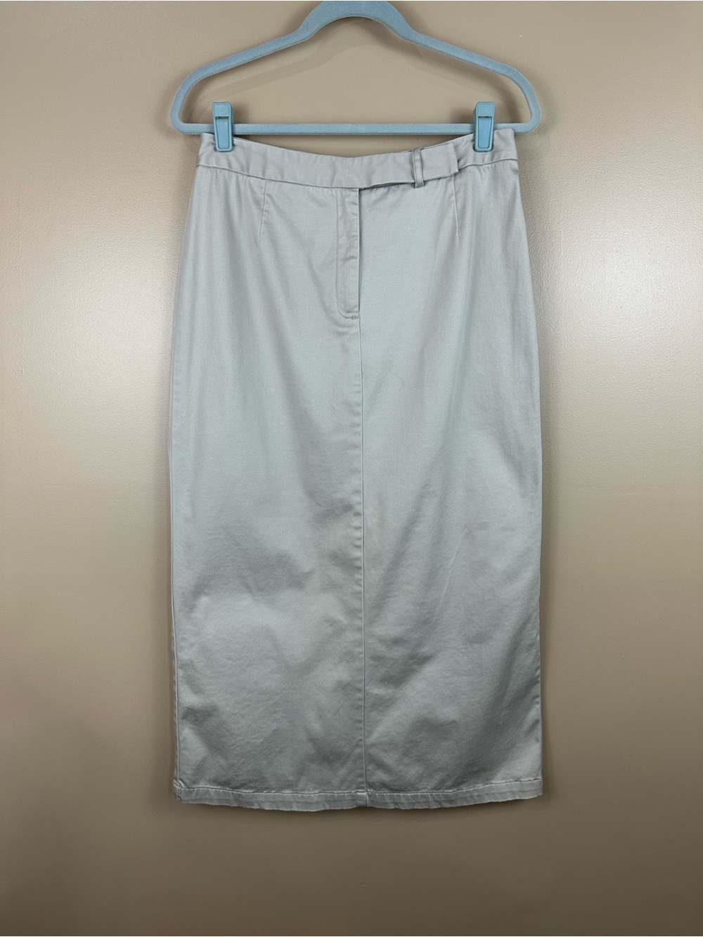 Vintage 90s Y2K Carolina Blues Long Straight Skirt Size 12 Beige Khaki Cotton